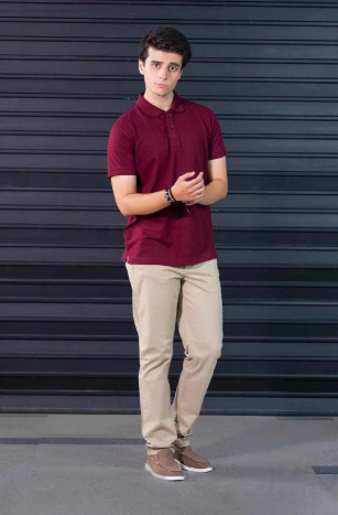 Men's Maroon Polo Shirt - Classic Fit & Soft Cotton Feel