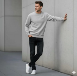 1 Pc Men's Fleece Plain Sweatshirt