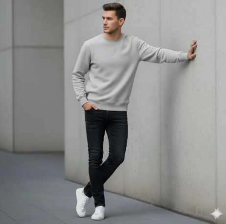 1 Pc Men's Fleece Plain Sweatshirt