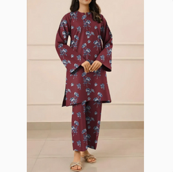 2 Pcs Women's Unstitched Printed Suit