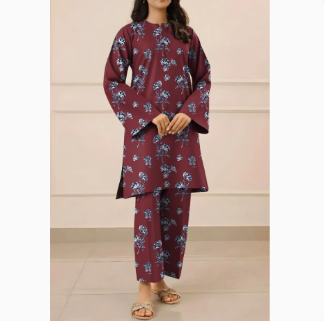 2 Pcs Women's Unstitched Printed Suit